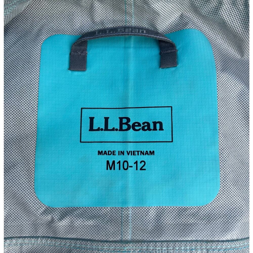 L.L.Bean Kids Rain Jacket Teal Blue Packable Hooded Windbreaker M 10–12 - Picture 4 of 4